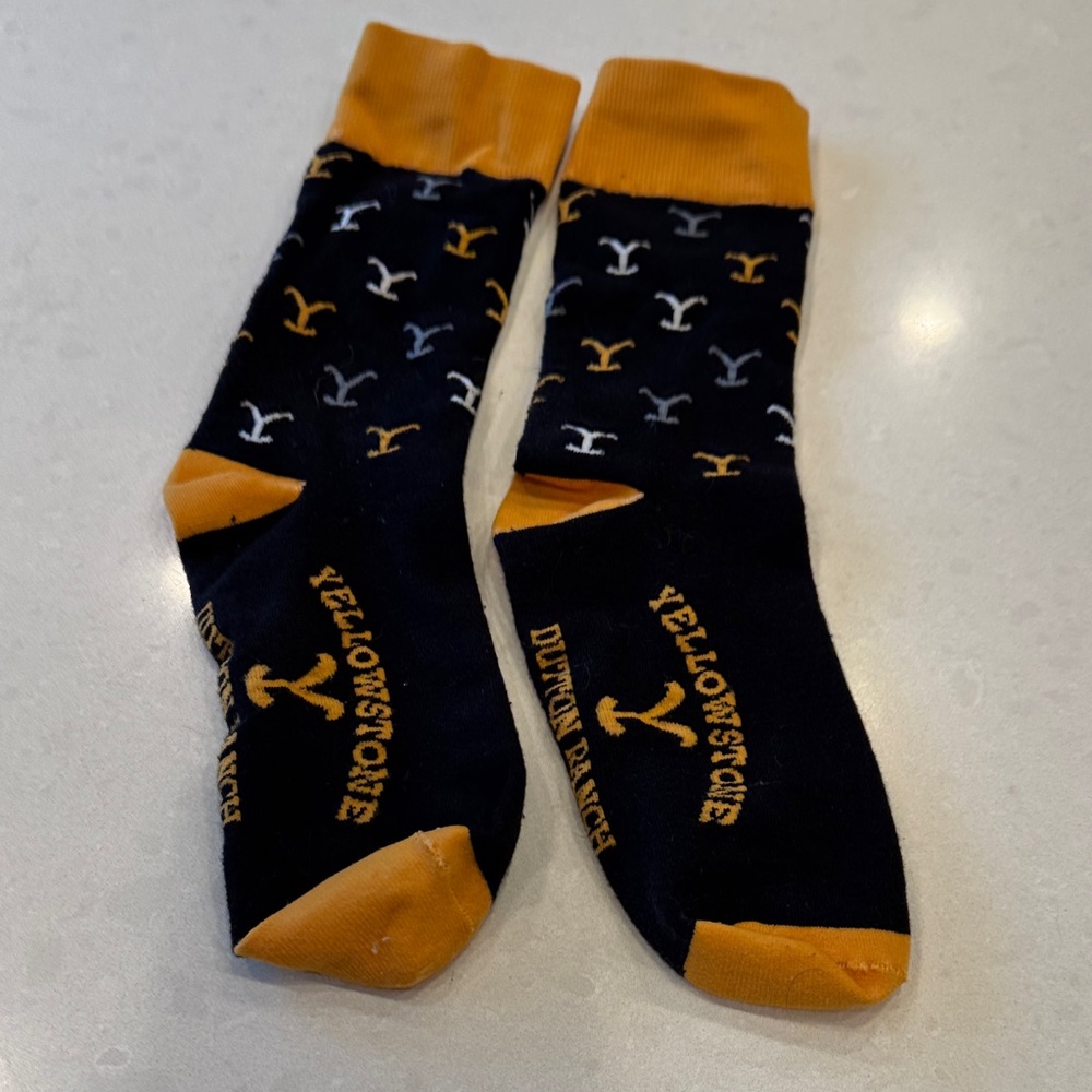 Yellowstone Dutton Ranch Black and Orange Socks